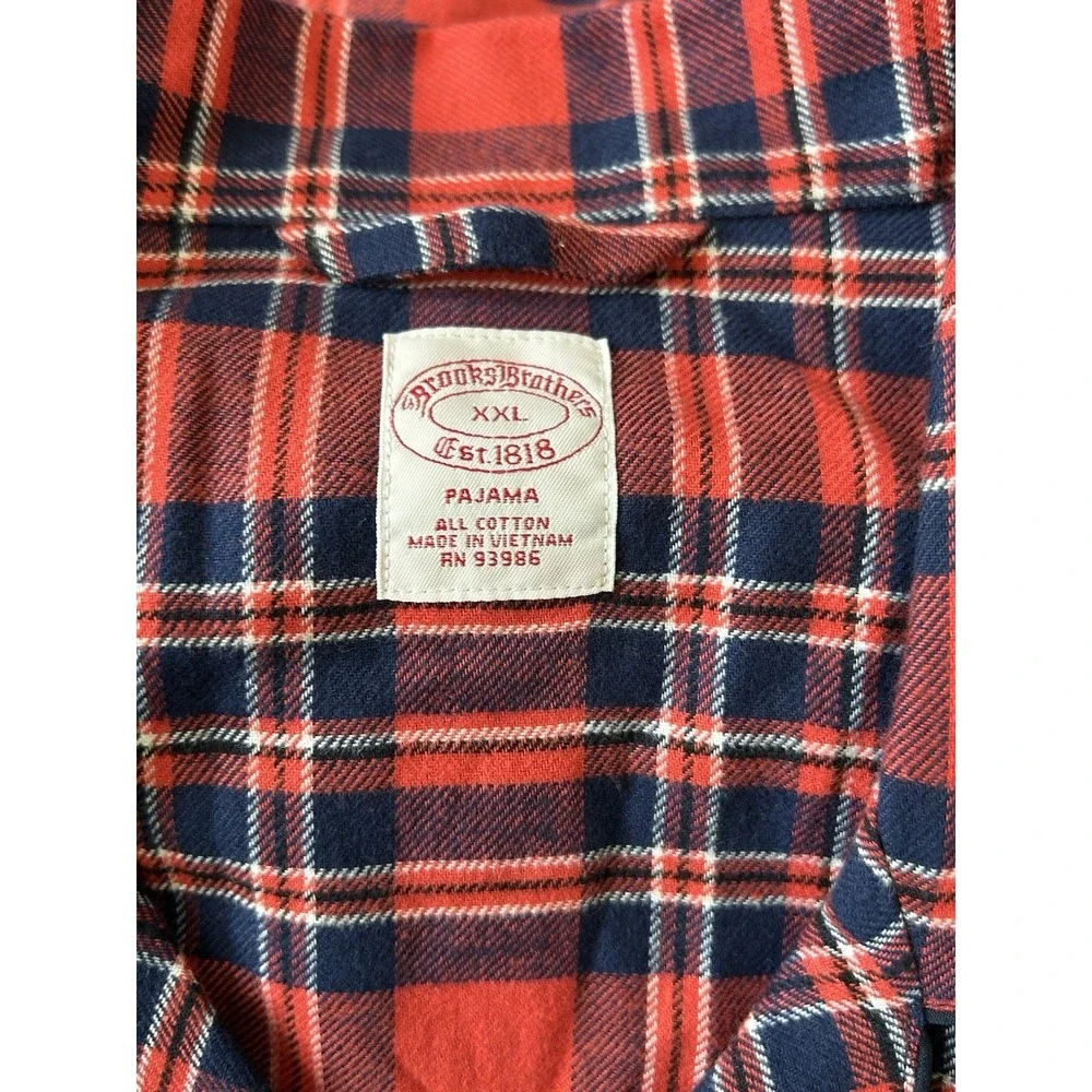 NWT Brooks Brothers Mens Red Plaid Cotton Pajama Set Button Front Loungewear 2XL